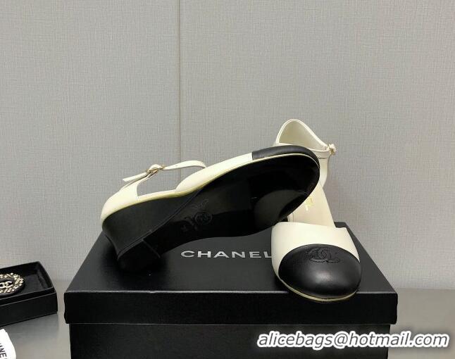 Grade Quality Chanel Lambskin Open Shoe Wedge Pumps G39422 6.5cm White