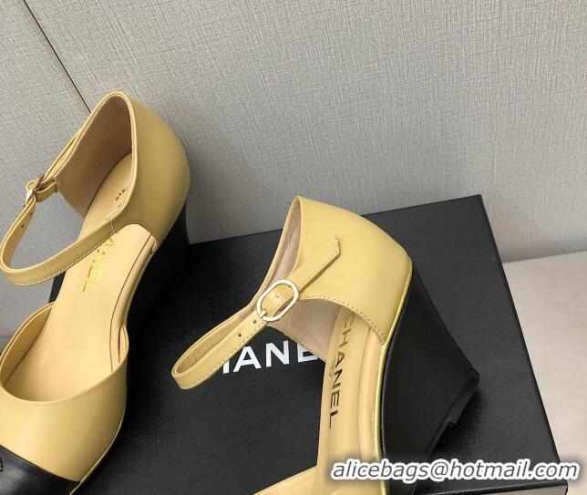 Best Price Chanel Lambskin Open Shoe Wedge Pumps G39422 6.5cm Beige