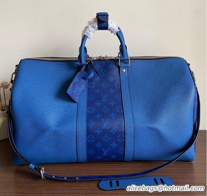 Unique Grade Louis Vuitton KEEPALL BANDOULIERE 50 M53766 Blue