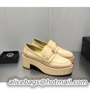 Discount Chanel Calfskin Loafers 6.5cm G39206 Beige