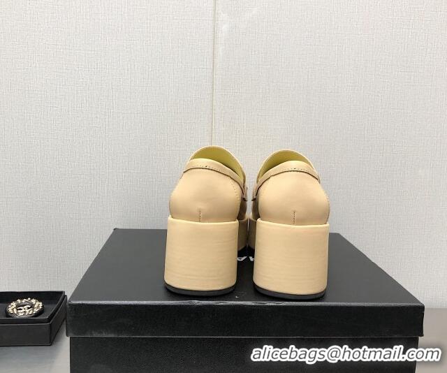 Discount Chanel Calfskin Loafers 6.5cm G39206 Beige