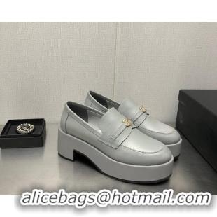 Hot Style Chanel Calfskin Loafers 6.5cm G39206 Gray