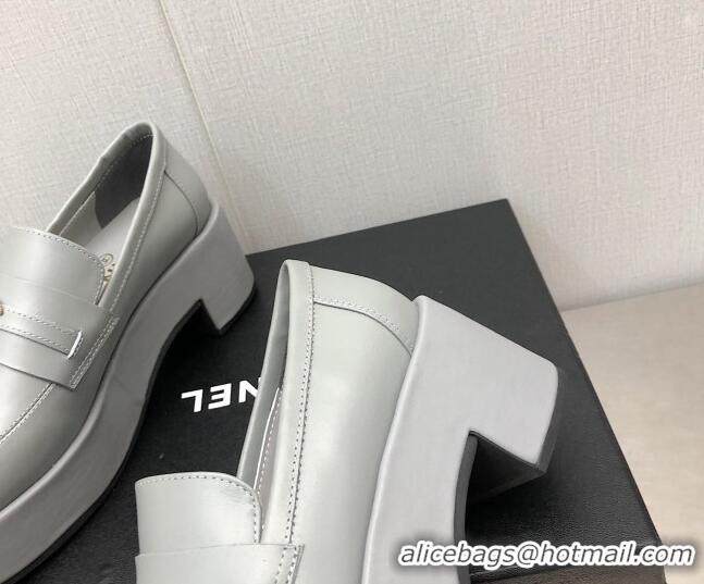 Hot Style Chanel Calfskin Loafers 6.5cm G39206 Gray