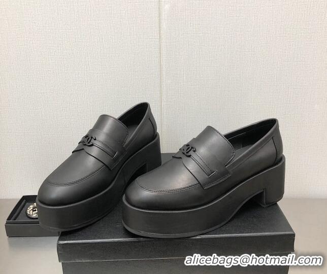 Luxury Chanel Calfskin Loafers 6.5cm G39206 Black