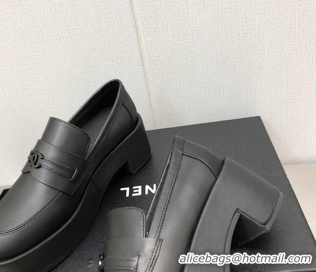 Luxury Chanel Calfskin Loafers 6.5cm G39206 Black