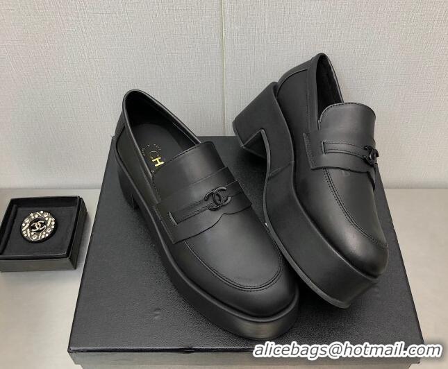 Luxury Chanel Calfskin Loafers 6.5cm G39206 Black