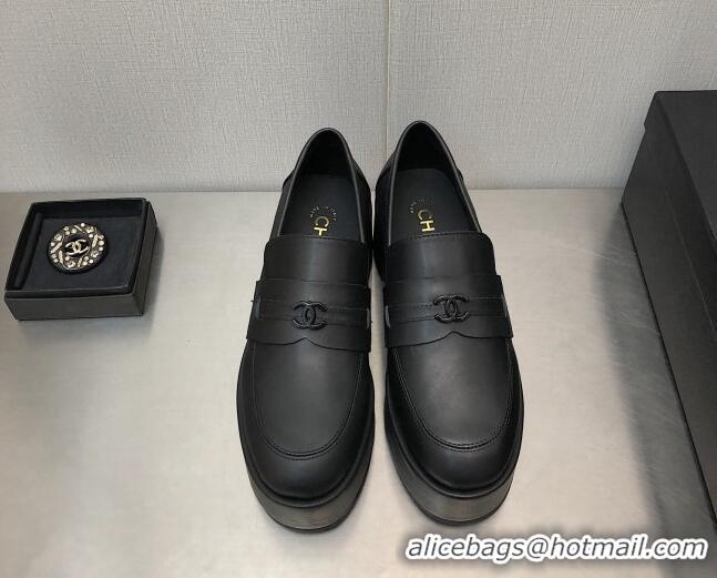 Luxury Chanel Calfskin Loafers 6.5cm G39206 Black