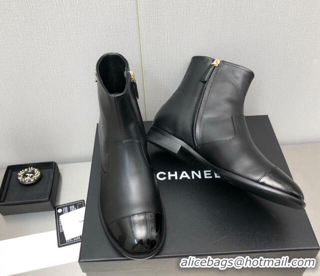 Best Price Chanel Calfskin Ankle Boots with Chain CC Black 110382