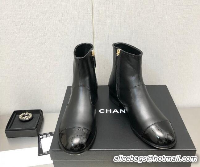 Best Price Chanel Calfskin Ankle Boots with Chain CC Black 110382