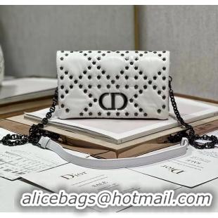 Inexpensive DIOR CARO MACROCANNAGE POUCH Latte Macrocannage Calfskin with Star Motif S5135UNH