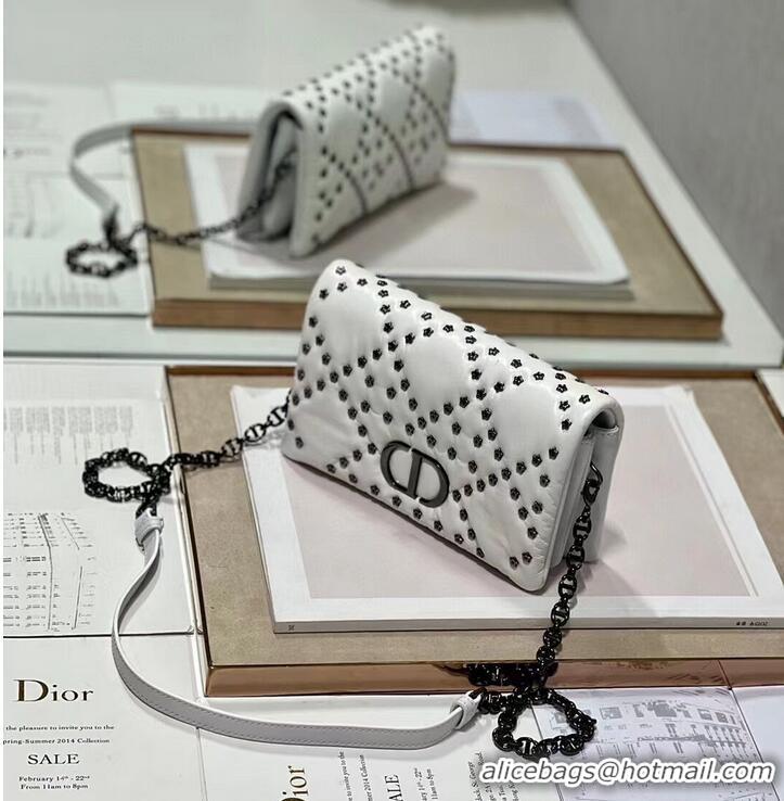 Inexpensive DIOR CARO MACROCANNAGE POUCH Latte Macrocannage Calfskin with Star Motif S5135UNH