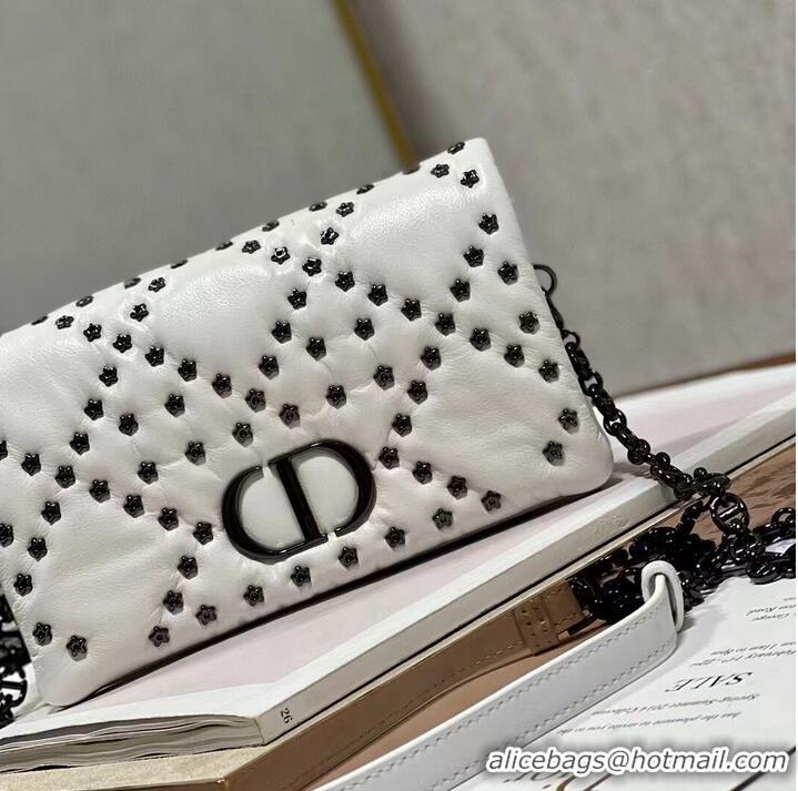 Inexpensive DIOR CARO MACROCANNAGE POUCH Latte Macrocannage Calfskin with Star Motif S5135UNH