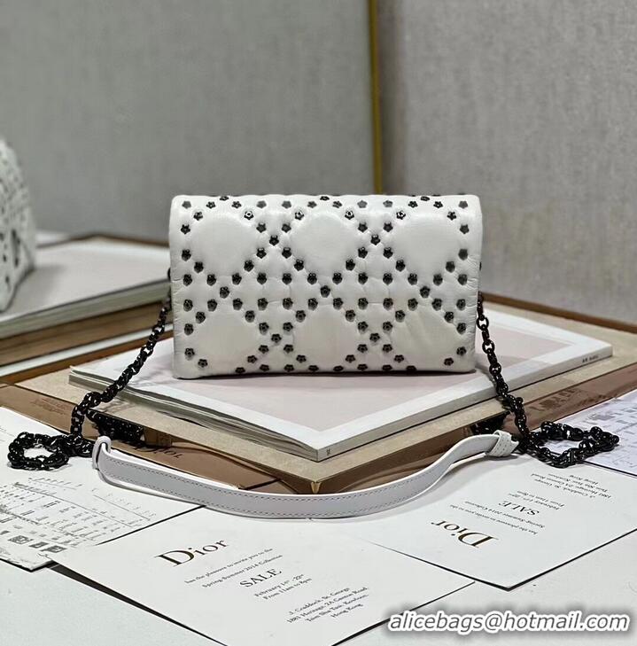 Inexpensive DIOR CARO MACROCANNAGE POUCH Latte Macrocannage Calfskin with Star Motif S5135UNH