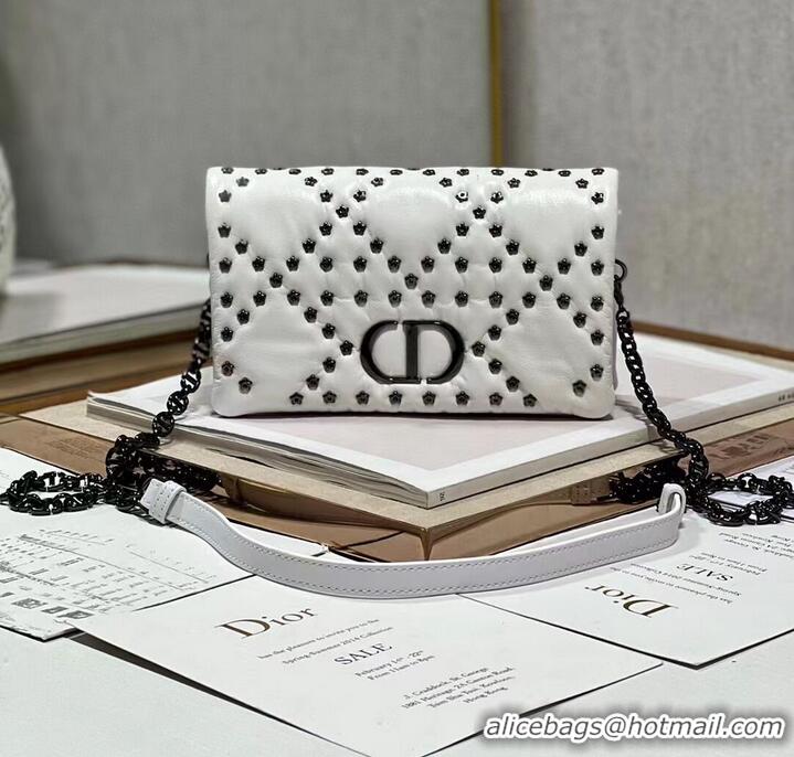 Inexpensive DIOR CARO MACROCANNAGE POUCH Latte Macrocannage Calfskin with Star Motif S5135UNH