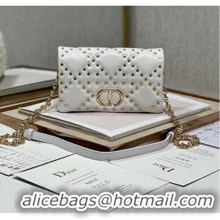 Promotional DIOR CARO MACROCANNAGE POUCH Macrocannage Calfskin with Star Motif S5135UNH white&gold