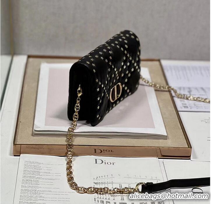 Popular Style DIOR CARO MACROCANNAGE POUCH Macrocannage Calfskin with Star Motif S5135UNH black&gold