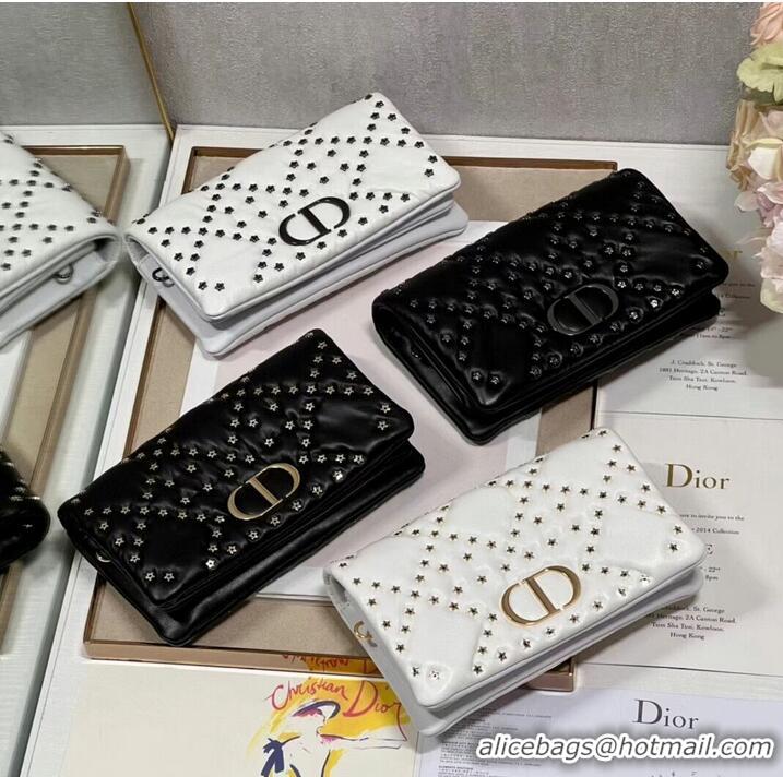 Popular Style DIOR CARO MACROCANNAGE POUCH Macrocannage Calfskin with Star Motif S5135UNH black&gold