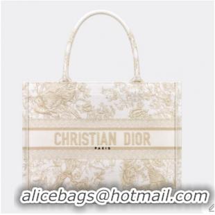 Grade Design MEDIUM DIOR BOOK TOTE Dior Jardin dHiver Embroidery with Gold-Tone Metallic Thread M1296Z