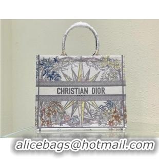 Super Quality LARGE DIOR BOOK TOTE White Multicolor Reve dInfini Embroidery M1286Z