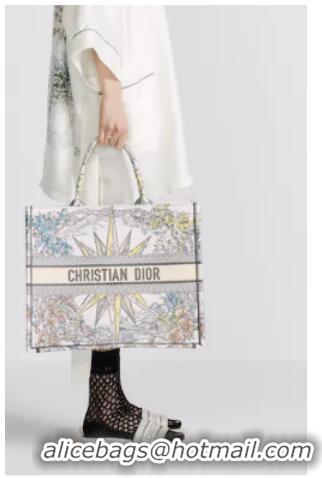 Super Quality LARGE DIOR BOOK TOTE White Multicolor Reve dInfini Embroidery M1286Z