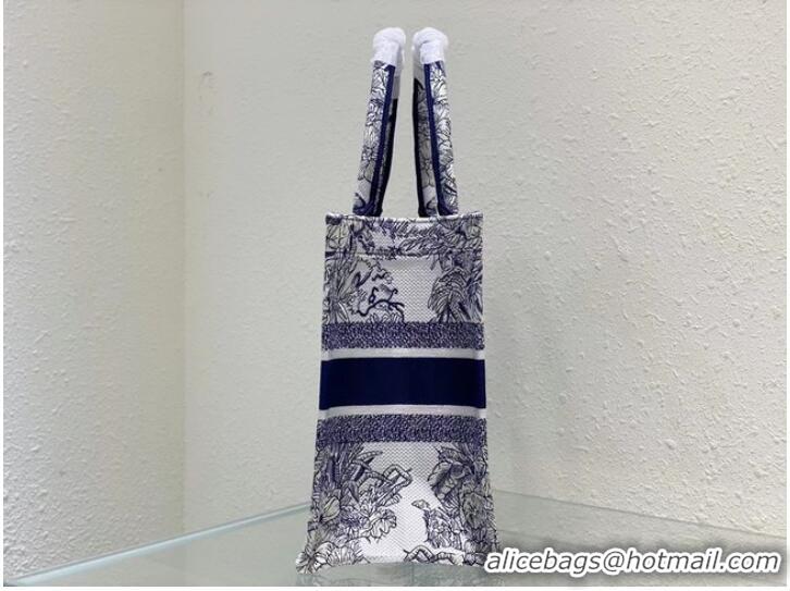 Good Product MEDIUM DIOR BOOK TOTE White and Blue Reve d Infini Embroidery M1296ZR