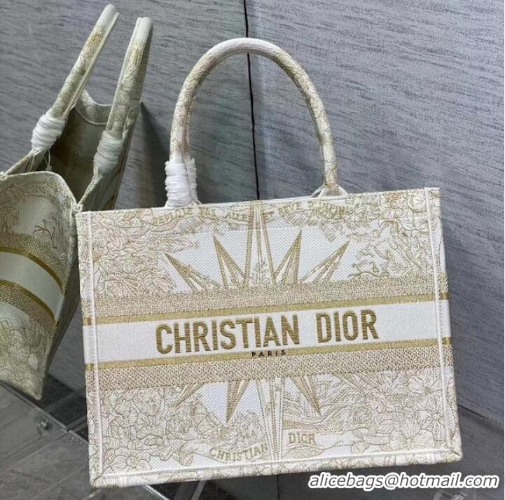 Good Looking MEDIUM DIOR BOOK TOTE Dior Reve dInfini Embroidery with Gold-Tone Metallic Thread M1296Z