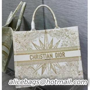 Pretty Style LARGE DIOR BOOK TOTE Dior Reve dInfini Embroidery with Gold-Tone Metallic Thread M1286Z