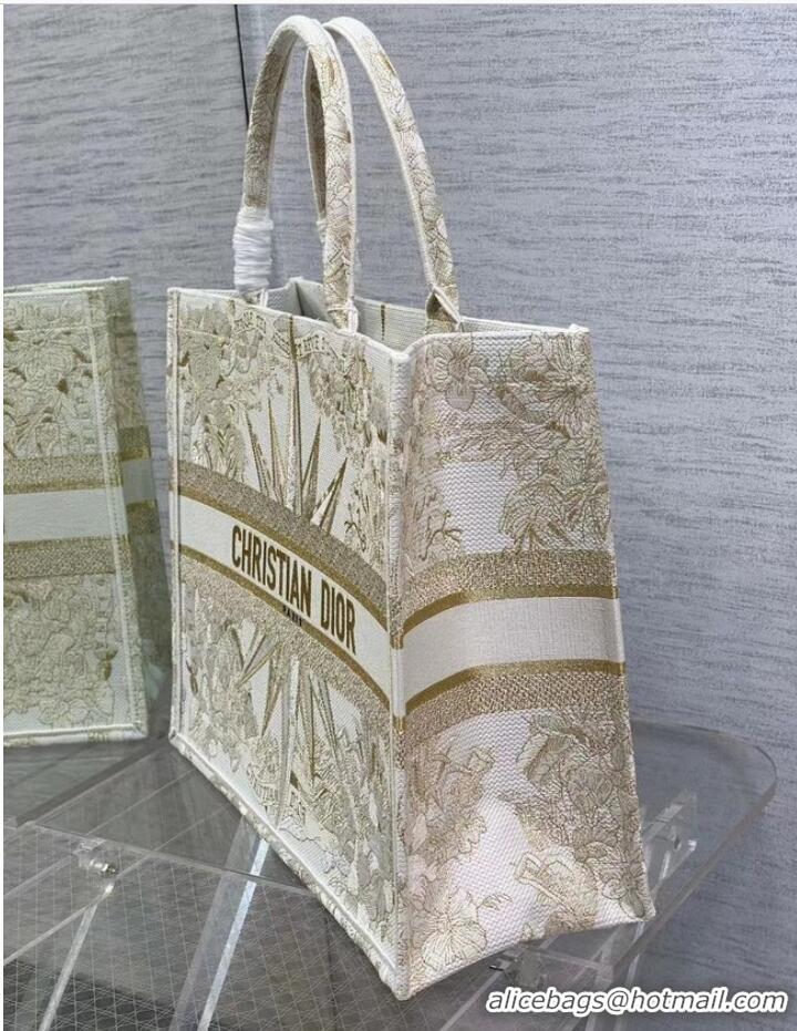 Pretty Style LARGE DIOR BOOK TOTE Dior Reve dInfini Embroidery with Gold-Tone Metallic Thread M1286Z