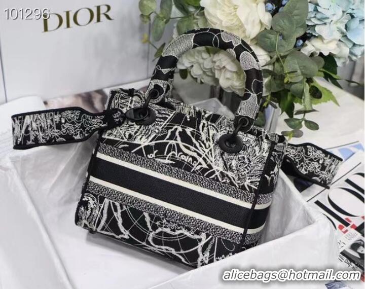 Good Product MEDIUM LADY D-LITE BAG Embroidery M0566BRC BLACK