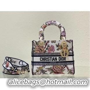 Top Grade DIOR MEDIUM LADY D-LITE BAG Multicolor Dior Jardin Botanique Embroidery M0565