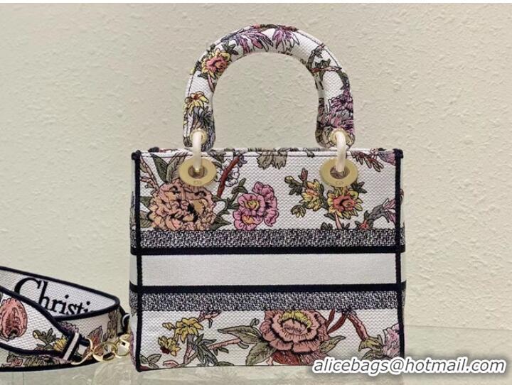 Top Grade DIOR MEDIUM LADY D-LITE BAG Multicolor Dior Jardin Botanique Embroidery M0565