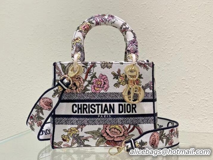 Top Grade DIOR MEDIUM LADY D-LITE BAG Multicolor Dior Jardin Botanique Embroidery M0565