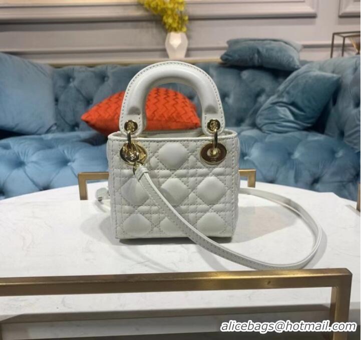 Top Quality MICRO LADY DIOR BAG Scarlet Cannage Lambskin S0856O white&gold