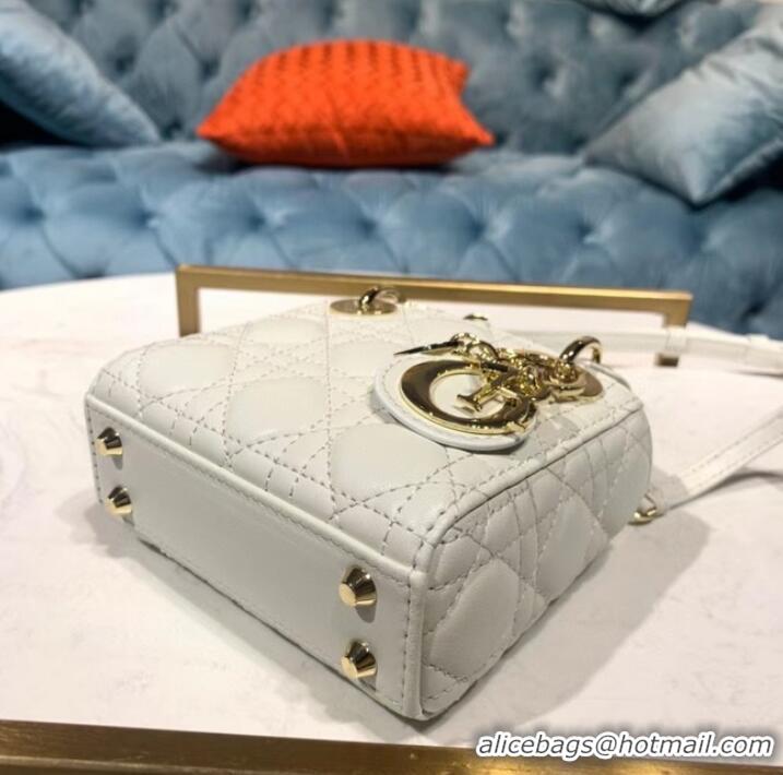 Top Quality MICRO LADY DIOR BAG Scarlet Cannage Lambskin S0856O white&gold