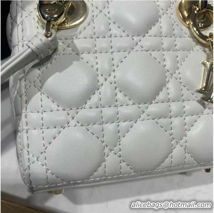 Top Quality MICRO LADY DIOR BAG Scarlet Cannage Lambskin S0856O white&gold