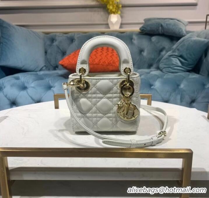 Top Quality MICRO LADY DIOR BAG Scarlet Cannage Lambskin S0856O white&gold