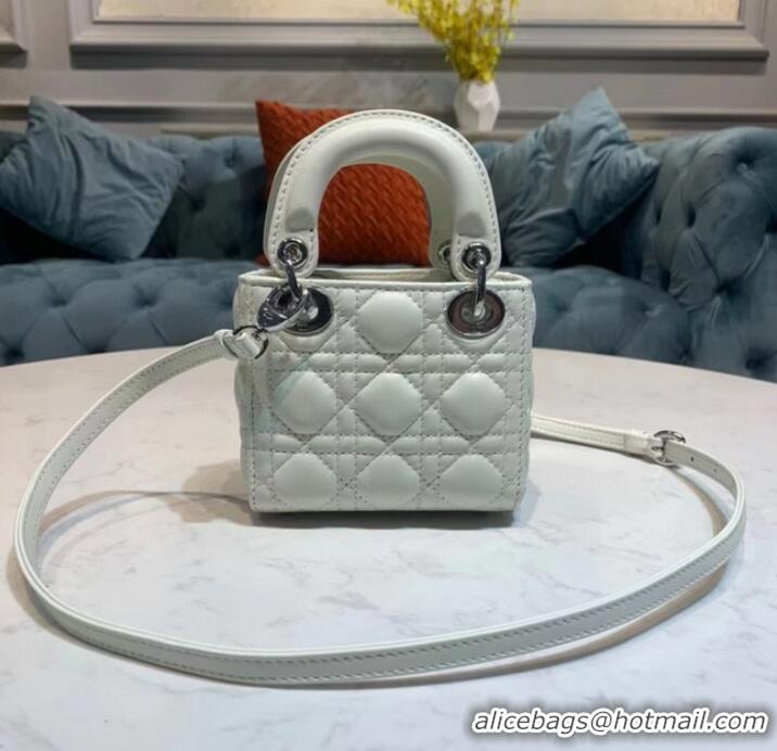 Promotional MICRO LADY DIOR BAG Scarlet Cannage Lambskin S0856O white&silver