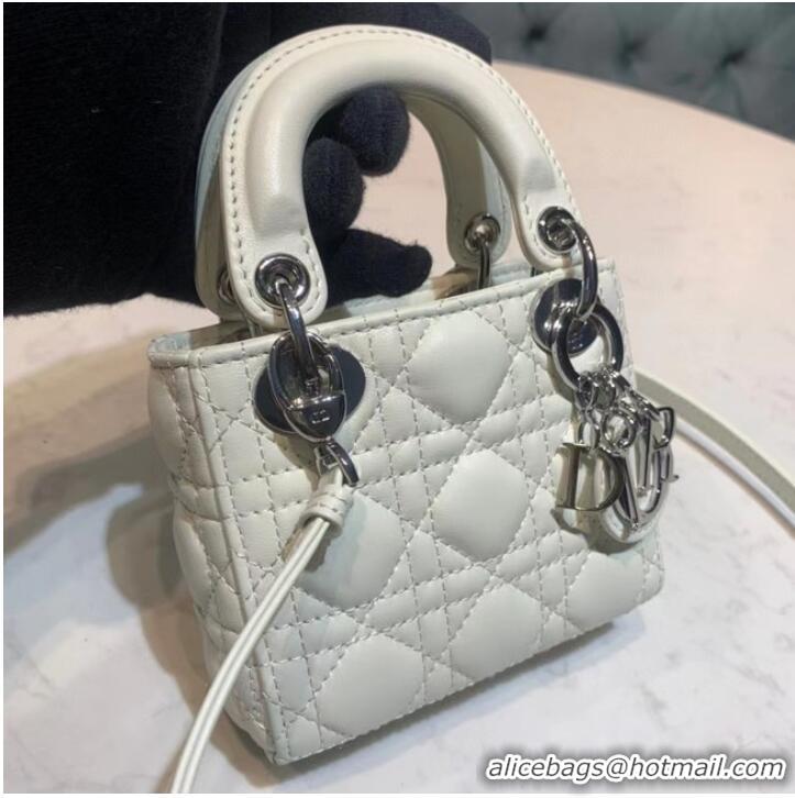 Promotional MICRO LADY DIOR BAG Scarlet Cannage Lambskin S0856O white&silver