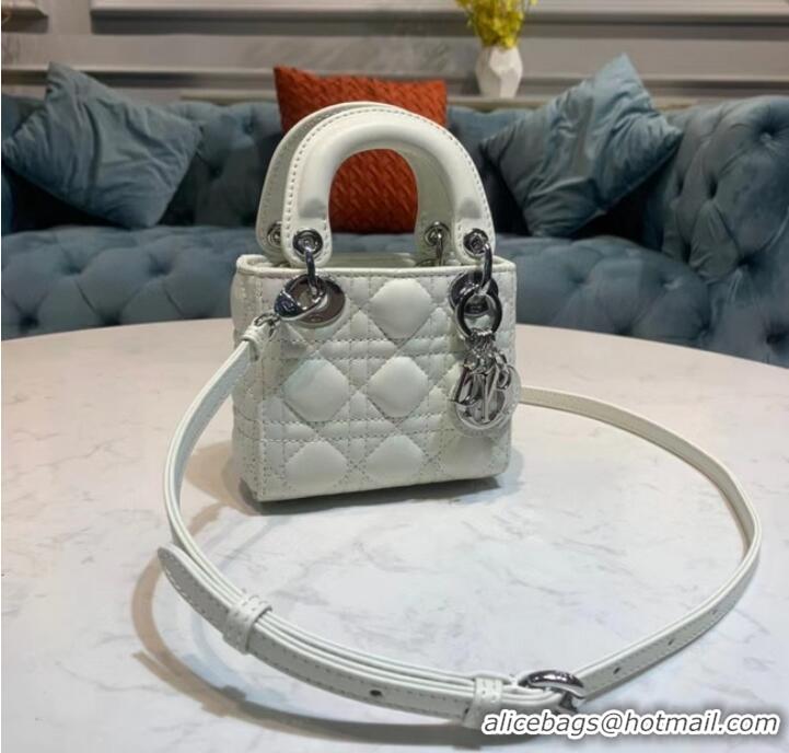 Promotional MICRO LADY DIOR BAG Scarlet Cannage Lambskin S0856O white&silver