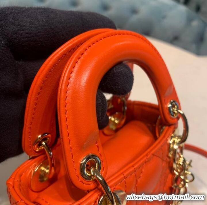 Buy Discount MICRO LADY DIOR BAG Scarlet Cannage Lambskin S0856O orange&gold