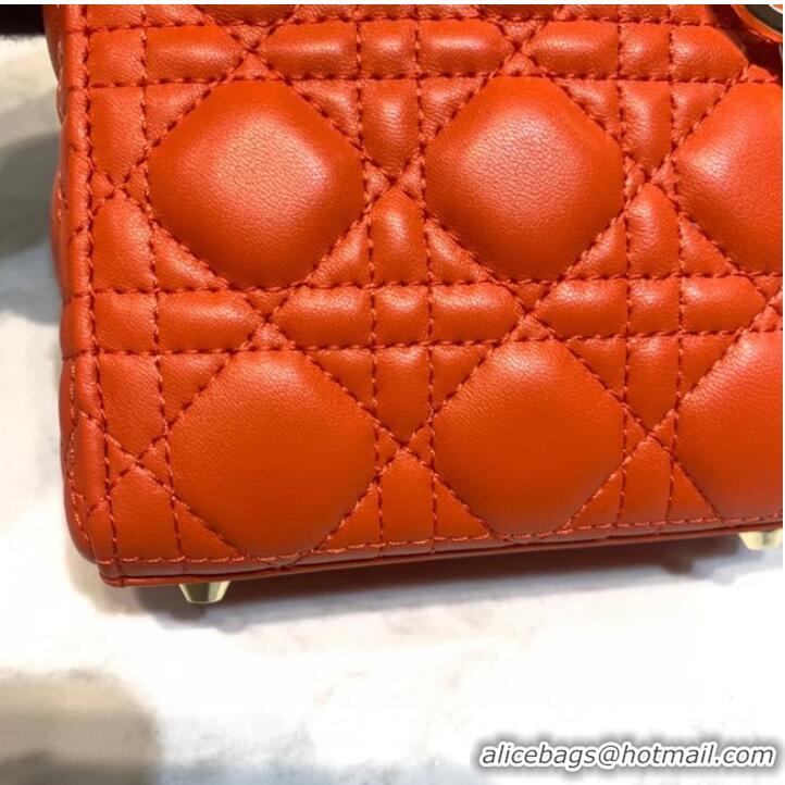 Buy Discount MICRO LADY DIOR BAG Scarlet Cannage Lambskin S0856O orange&gold