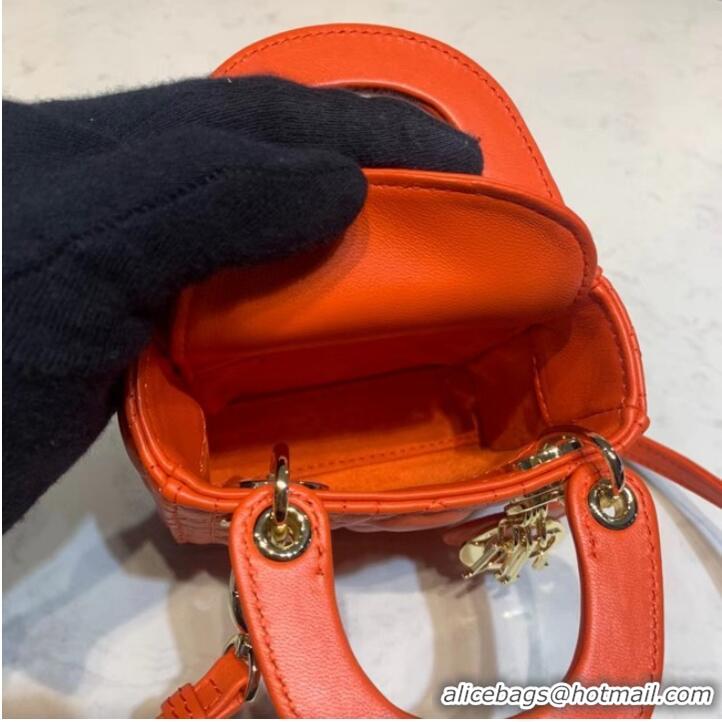 Buy Discount MICRO LADY DIOR BAG Scarlet Cannage Lambskin S0856O orange&gold