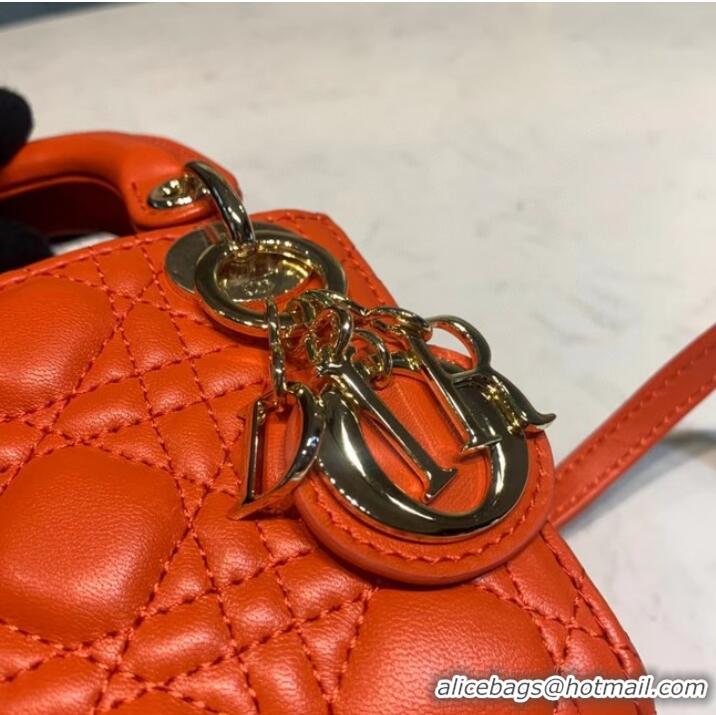 Buy Discount MICRO LADY DIOR BAG Scarlet Cannage Lambskin S0856O orange&gold