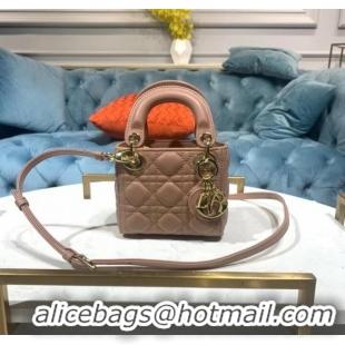 New Design MICRO LADY DIOR BAG Rose Des Vents Cannage Lambskin S0856ON