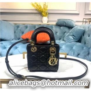 Buy Cheapest MICRO LADY DIOR BAG Black Cannage Lambskin S0856ON