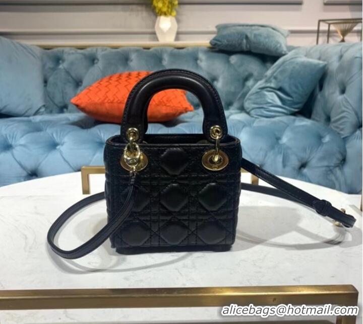 Buy Cheapest MICRO LADY DIOR BAG Black Cannage Lambskin S0856ON