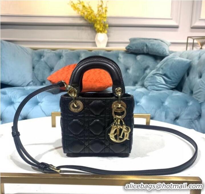 Buy Cheapest MICRO LADY DIOR BAG Black Cannage Lambskin S0856ON