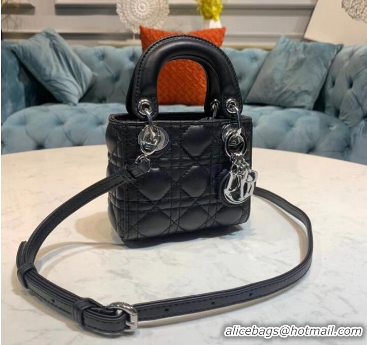 Pretty Style MICRO LADY DIOR BAG Scarlet Cannage Lambskin S0856O black&silver