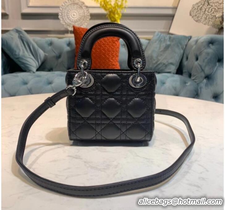 Pretty Style MICRO LADY DIOR BAG Scarlet Cannage Lambskin S0856O black&silver