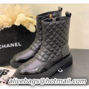 Big Discount Chanel Quilted and Lambskin Ankle Boots with Slide Zip Black 1103101